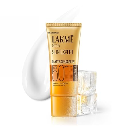 Lakme SPF 50 PA++++ Sunscreen Lotion for Bright Skin | In Vivo Tested | UVA UVB Blue Light Protection | Waterlight| No White Cast | Niacinamide| For All Skin Types | 100 ml