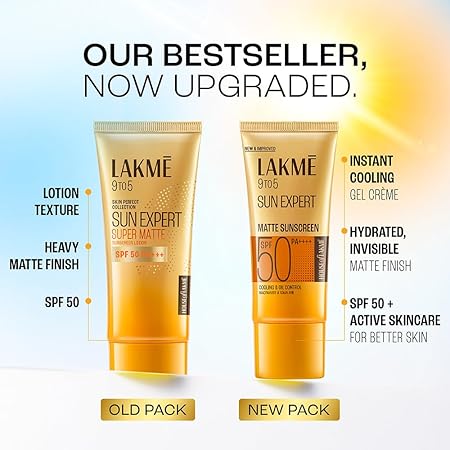 Lakme SPF 50 PA++++ Sunscreen Lotion for Bright Skin | In Vivo Tested | UVA UVB Blue Light Protection | Waterlight| No White Cast | Niacinamide| For All Skin Types | 100 ml