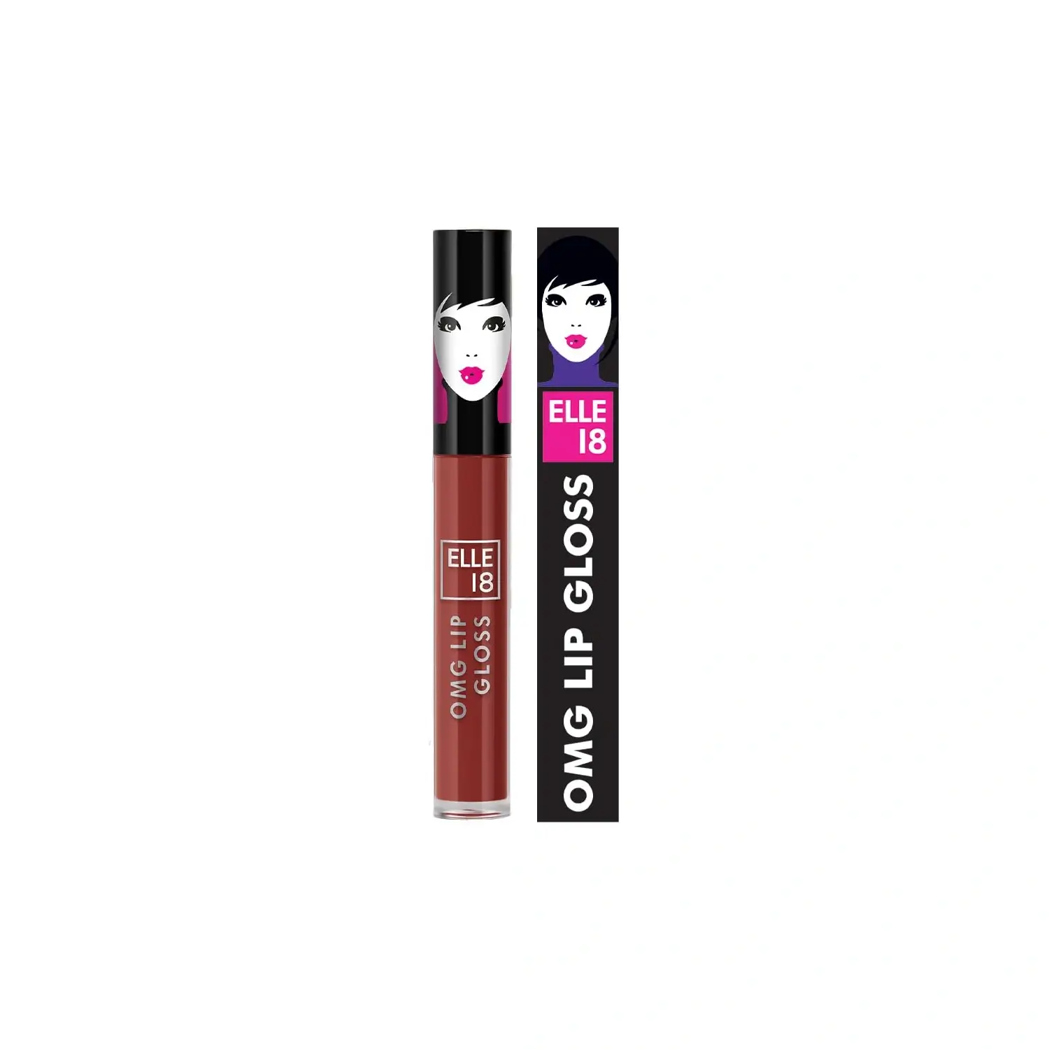 Elle 18 OMG Lip Gloss, Glossy Finish, Wicked Wine, Non-sticky Formula, Light-weight, Moisturising, Infused with Rapeseed and Jojoba Oil, Full Coverage| 2.5m