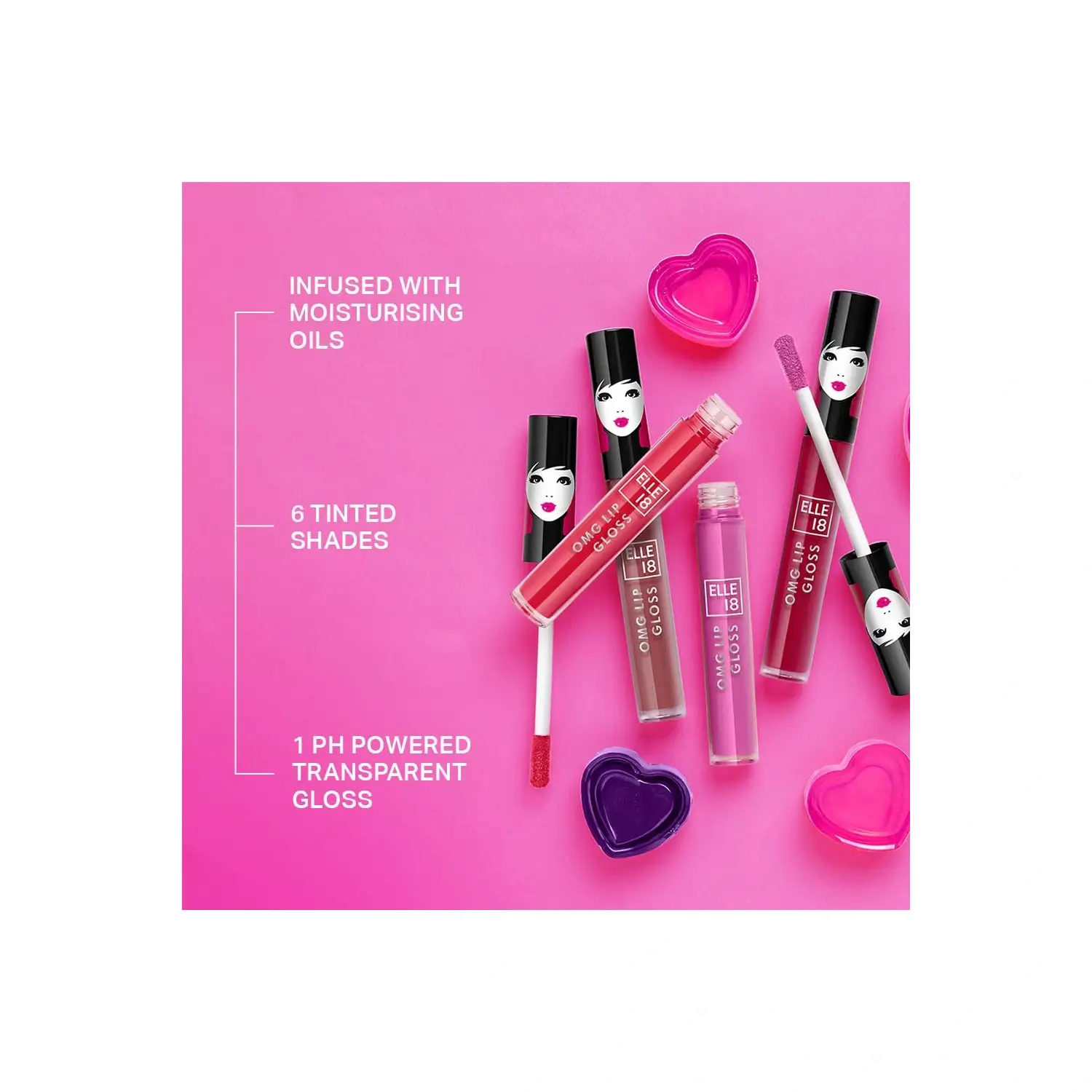 Elle 18 OMG Lip Gloss, Glossy Finish, Wicked Wine, Non-sticky Formula, Light-weight, Moisturising, Infused with Rapeseed and Jojoba Oil, Full Coverage| 2.5m