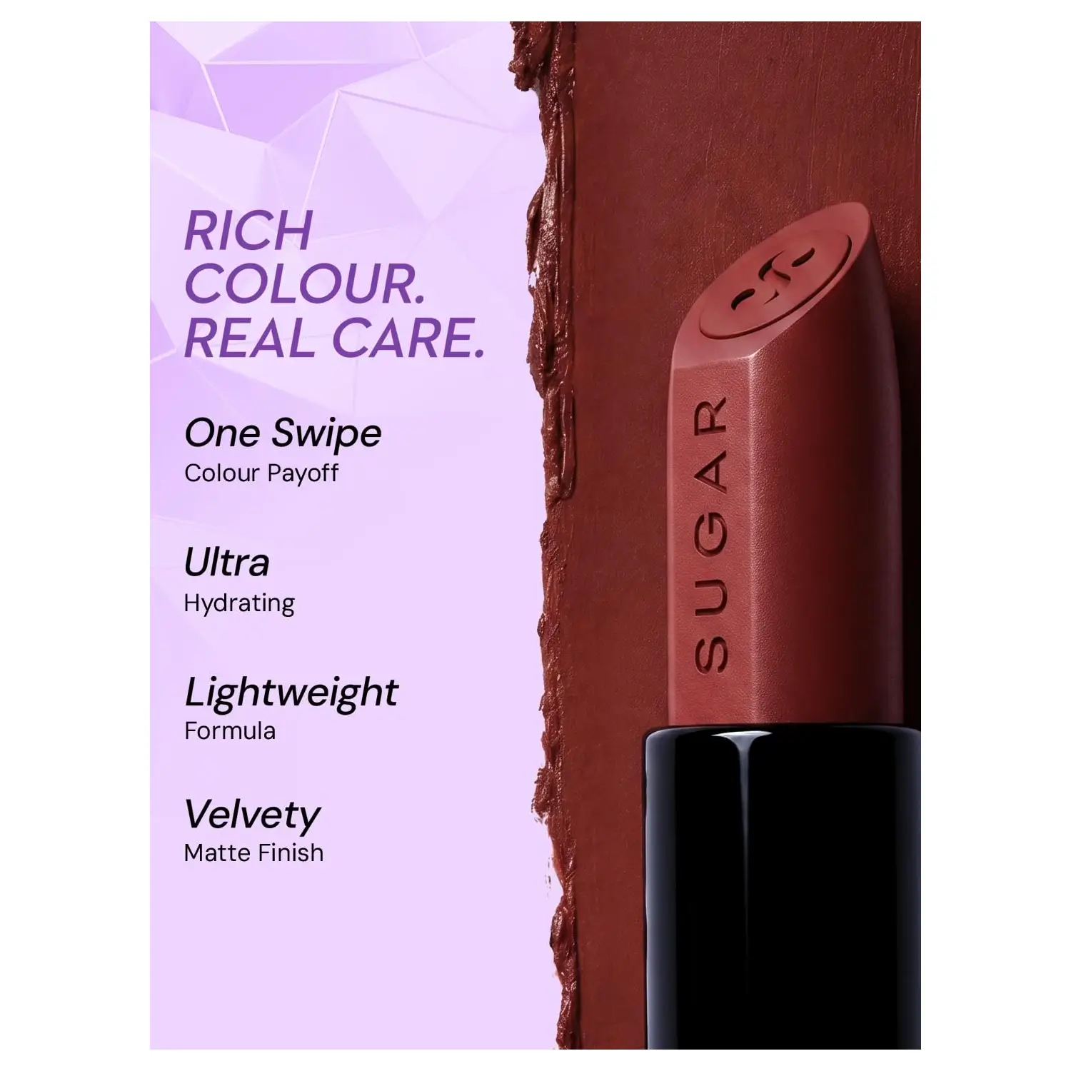 SUGAR Cosmetics Glide Peptide Serum Lipstick with Hyaluronic Acid & Vitamin E | Velvet Matte Lipstick for Indian Skin | 1-Swipe Full Coverage | 4.2gm - 02 Positano Peach